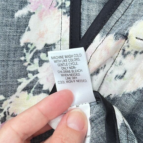 Candies Blazer Jrs Large Black Floral Open Front Unstructured Feminine Hipster - Picture 11 of 11